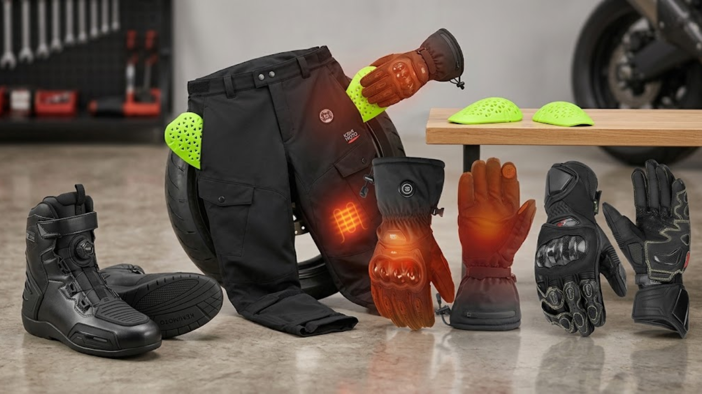 Motorcycle boots, motorcycle gloves, and Kemimoto riding gear for motorcycle and RZR adventures.